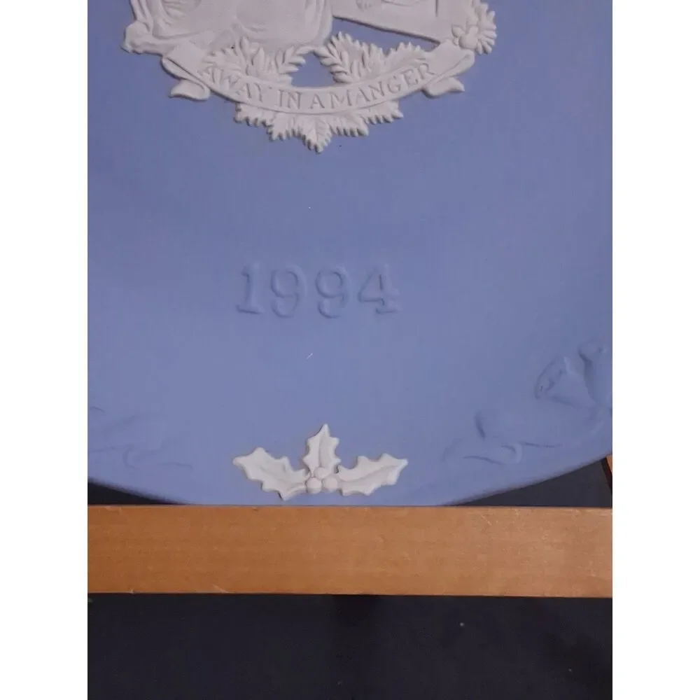 Vintage 1994 Wedgwood Blue Jasperware Christmas Plate 